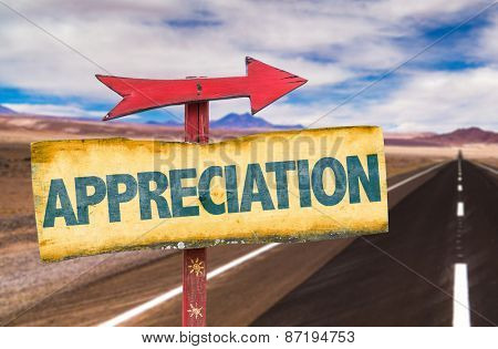 Appreciation sign with road background