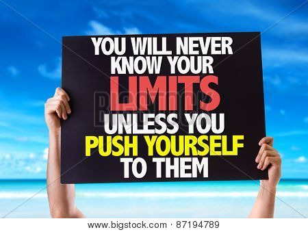 You Will Never Know Your Limits Unless You Push Yourself To Them card with beach background