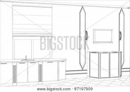 vector design process in wire-frame Illustration created of 3d