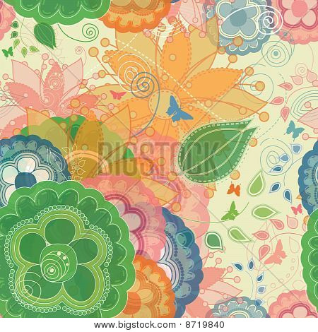 Pillangók és a kert ihlette Seamless Pattern Modern stílusban