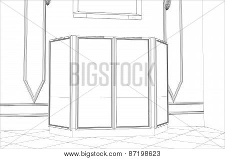 Facade kitchen vector sketch interior. Illustration created of 3d