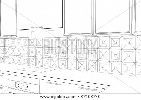 vector design process in wire-frame Illustration created of 3d