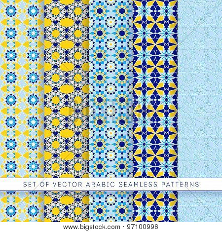 Five Blue-yellow Vector Arabic Patterns