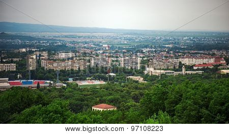 Panoramic top view of the city Nalchik