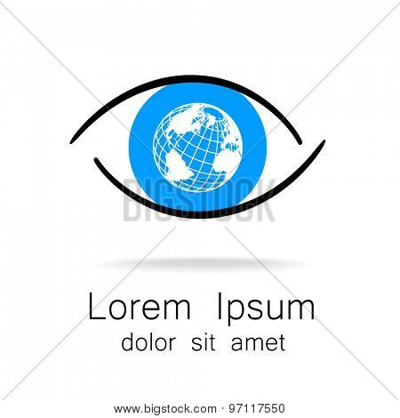 Sign of eye with globe inside. Template logo for the company, association, foundation, association.