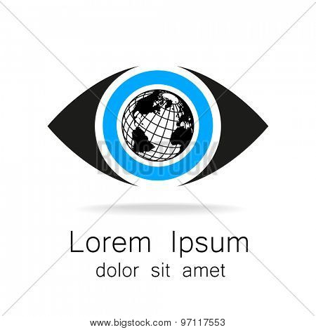 Sign of eye with globe inside. Template logo for the company, association, foundation, association.