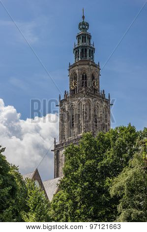 Martini Tower View From The Park In Groningen