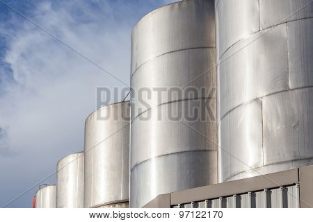Large Metal Industrial Tanks For Petrol And Oil Of Refinery Industry.