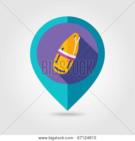 Torpedo Lifeguard Buoy Flat Mapping Pin Icon