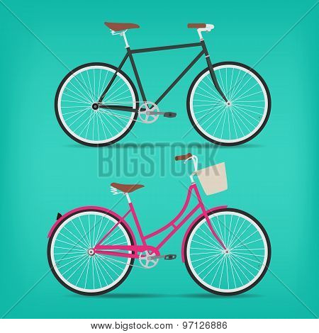 Retro vintage bicycle vector flat design