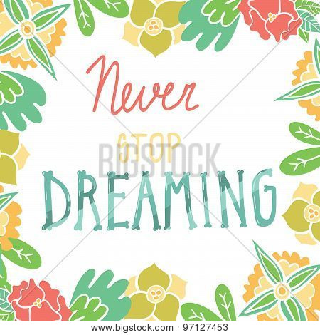 Greeting vector card with floral wreath. Bright illustration, can be used as invitation card for wed