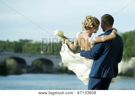 Young Wedding Couple Outdoor