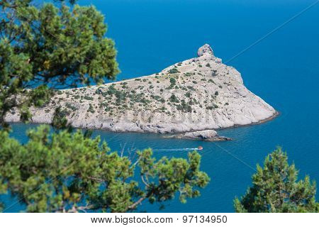 Excursion Boat Floats About The Cape Kapchik, The Crimea