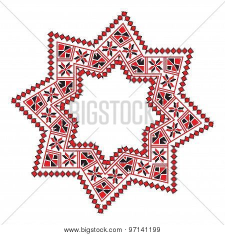 Ethnic Ornament Mandala Geometric Patterns In Red Color