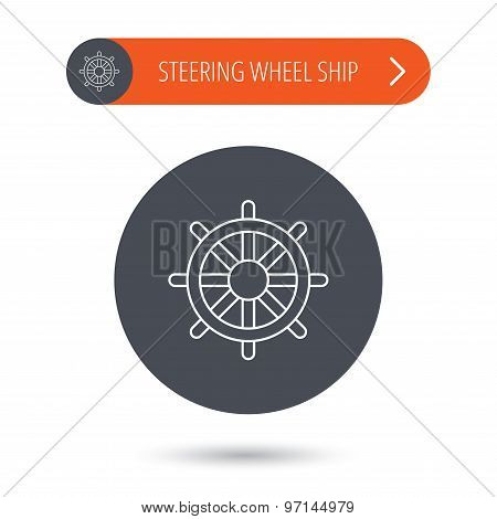 Ship steering wheel icon. Captain rudder sign.