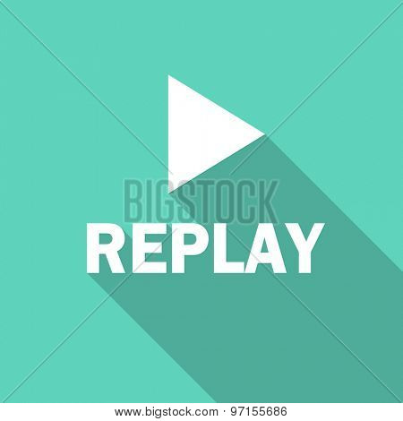 replay flat design modern icon with long shadow for web and mobile app 
