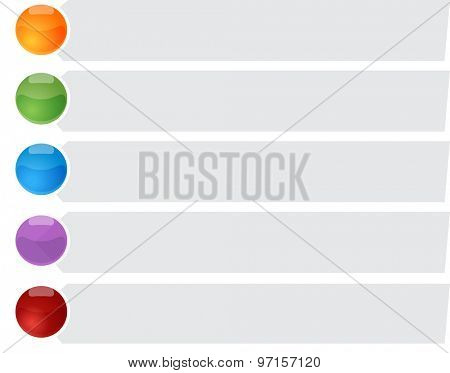 blank business strategy concept infographic diagram bullet point list illustration Five 5