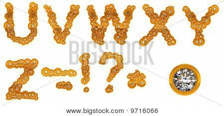 Diamante oro U y Letras y signos de puntuación