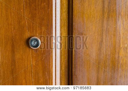 Wooden Door with Peephole