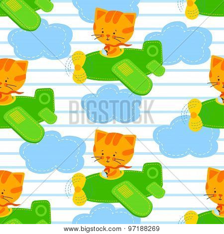 Pilot Boy Vector Seamlles Pattern