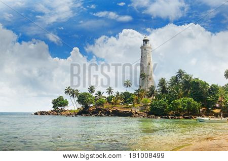 lighthouse lagoon and tropical palms (Matara Sri Lanka)