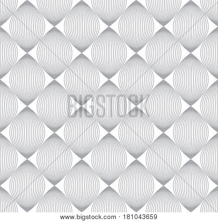 Seamless geometric vector pattern, gray outline on white background