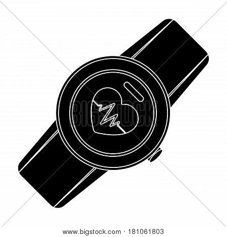 Sports wrist watch with heart rate measurement. Watch for athletes .Gym And Workout single icon in black style vector symbol stock web illustration.