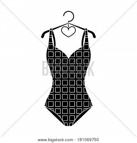 Bright striped swimsuit in the colors of the rainbow. Beach female form.Swimcuits single icon in black style vector symbol stock web illustration.