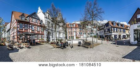 People Visit Scenic Half Timbered Houses And Famous Hexenturm In Idstein