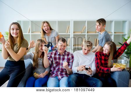 Group of friends playing an xbox game