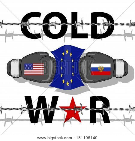 Illustration of the Cold War between the USA and Russia.