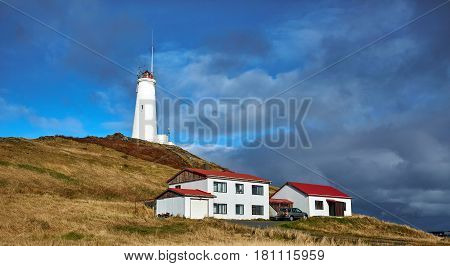 reykjanesviti lighthouse in iceland. Travel to interesting places and beautiful sights of Iceland