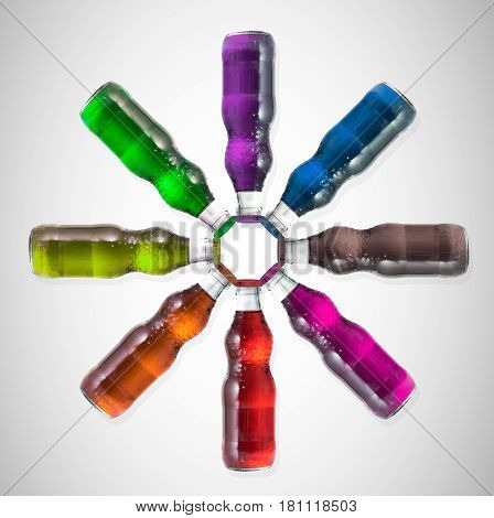 pop soda drink multi favor and colorful.