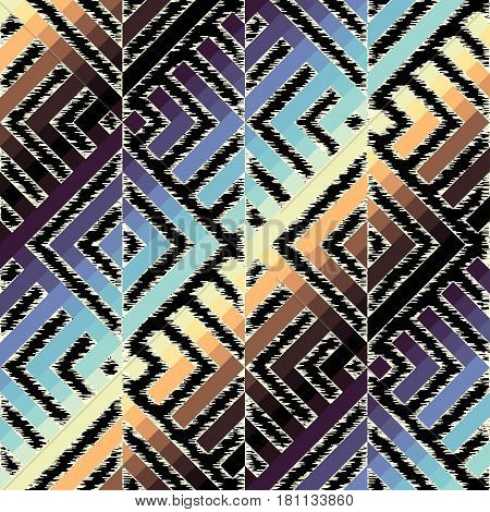 Seamless geometric diagonal pattern, based on ikat fabric style.