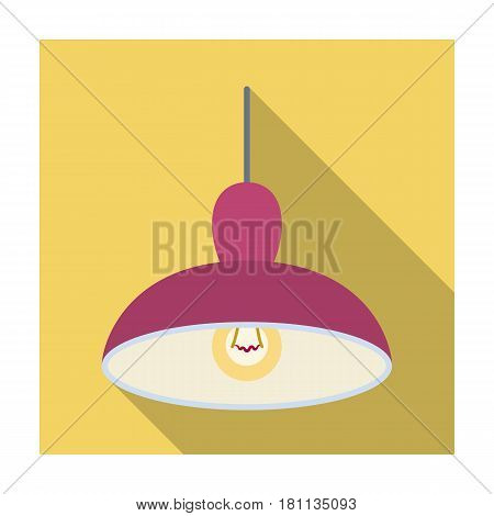 Chandelier with light bulb. The light in the bar. Pub single icon in flat style vector symbol stock web illustration.