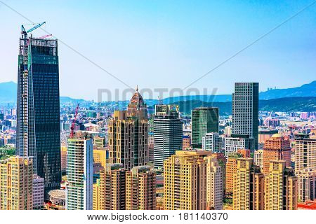TAIPEI TAIWAN - MARCH 24: This is a view of the Xinyi financial district architecture in downtown Taipei on March 24 2017 in Taipei