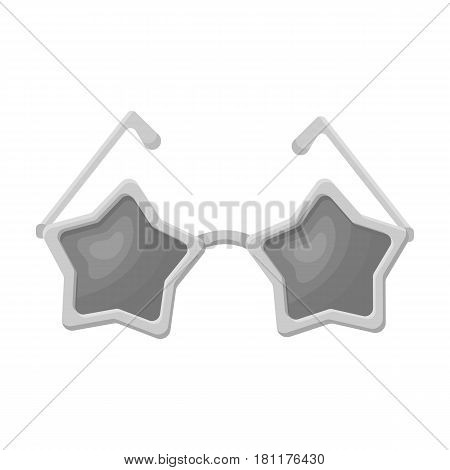 Glasses with stars.Fans single icon in monochrome  vector symbol stock illustration.