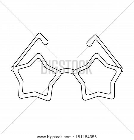 Glasses with stars.Fans single icon in outline  vector symbol stock illustration.