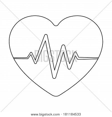 Red heart with pulse.The heart rate of the athlete .Gym And Workout single icon in outline style vector symbol stock web illustration.