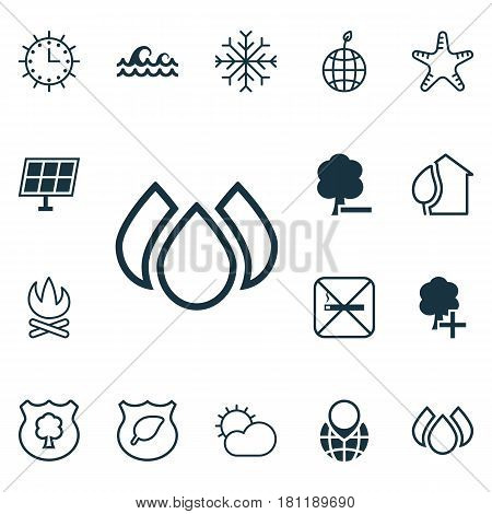 Set Of 16 Eco-Friendly Icons. Includes Sun Power, Guard Tree, Insert Woods And Other Symbols. Beautiful Design Elements.