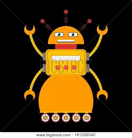 Cute retro toy robot in flat style. EPS10 vector illustration of vintage robot icon or character.