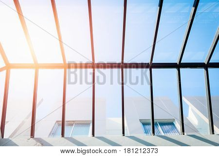 ceiling glass roof eco building interior natural lighting for saving energy cost.