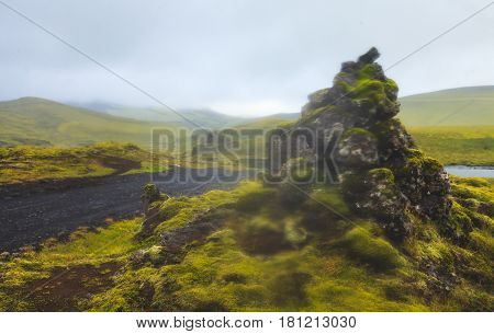 Famous icelandic popular tourist destination and hiking hub in Iceland's highlands Landmannalaugar colorful mountains landscape view, South Iceland