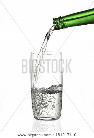 glass filling with gas water and bubbles