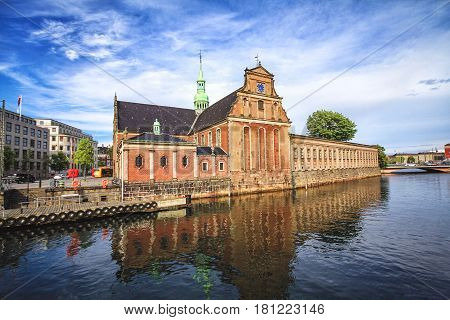 Church of Holmen in Copenhagen in summer. It is is a Parish church in central Copenhagen in Denmark. It is famous for having hos
