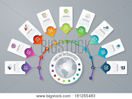 Presentation slide template editable at your choosing with your words EPS10. Numbered background 9 options. Business infographic. Slide concept. Vector illustration.