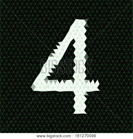 Low Poly.  Low Poly Alphabet Collection. Number Four