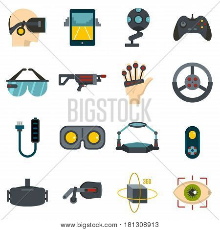 Virtual reality icons set in flat style isolated vector illustration