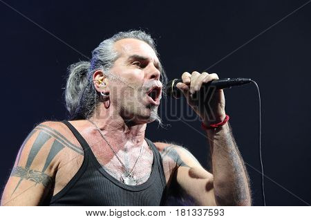 Padua Padova, Pd, Italy - March 29, 2017: Piero Pelù The Vocalist Of Litfiba An Italian Rock Band On