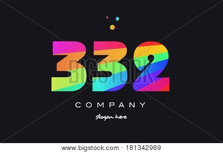 332 Colored Rainbow Creative Number Digit Numeral Logo Icon